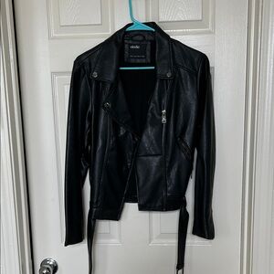 Elodie Black Leather Jacket for Women